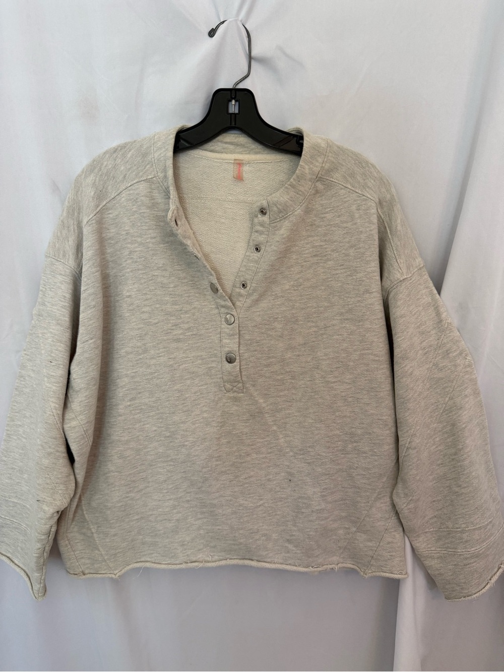 Free People Free Movement Light Gray Henley Sweatshirt